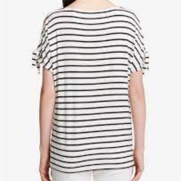 Calvin Klein Soft Black & White Striped Tie-sleeve Top - Picture 2 of 9